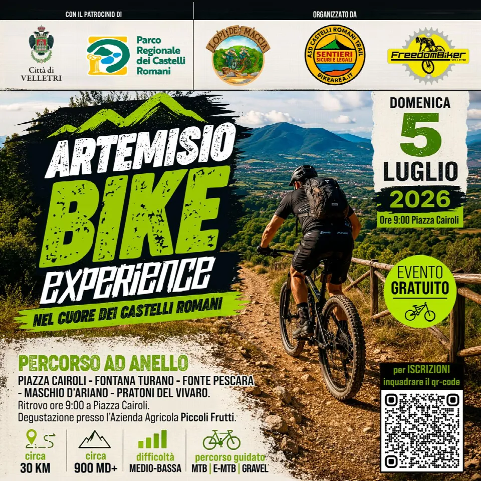 Locandina dell'Artemisio Bike Experience di domenica 5 luglio 2026, evento gratuito con percorso ad anello