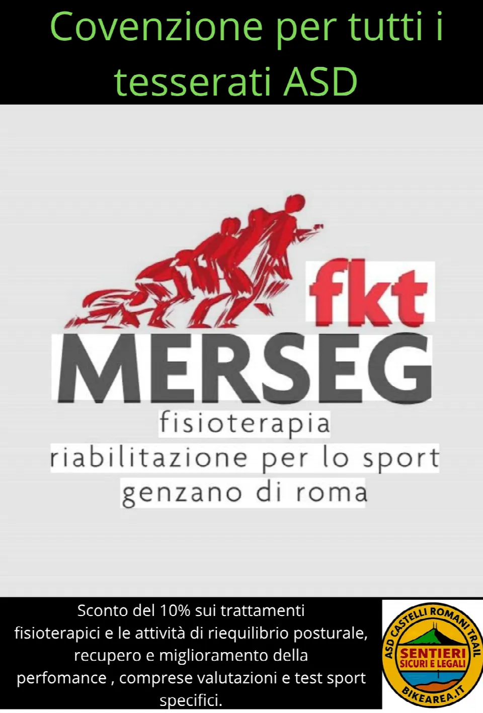 Locandina della convenzione con Centro Fisioterapico Merseg FKT